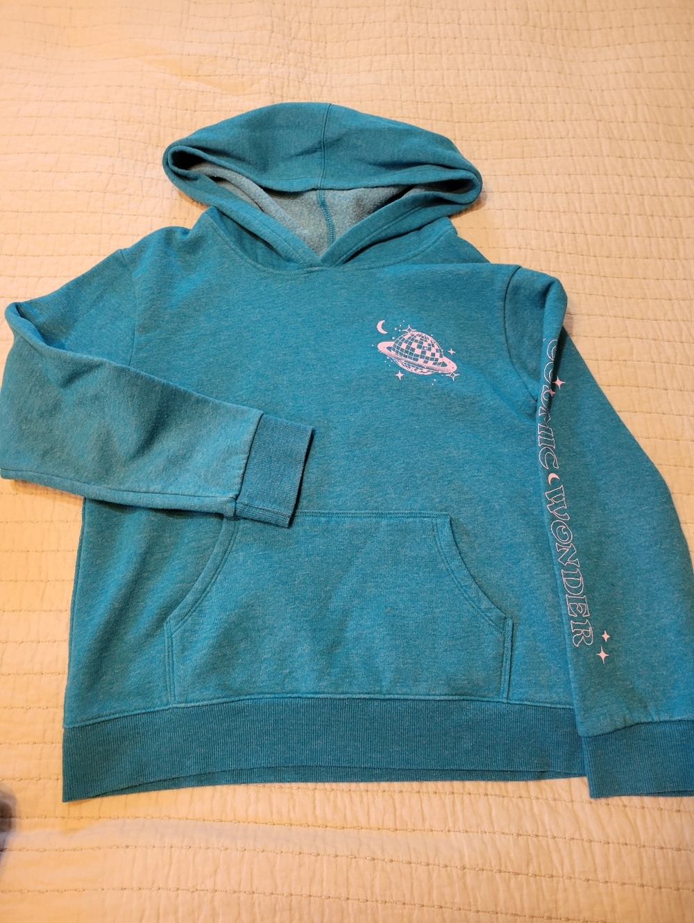Cat & Jack Girls Hoodie Size Teal Space Theme Hoodie